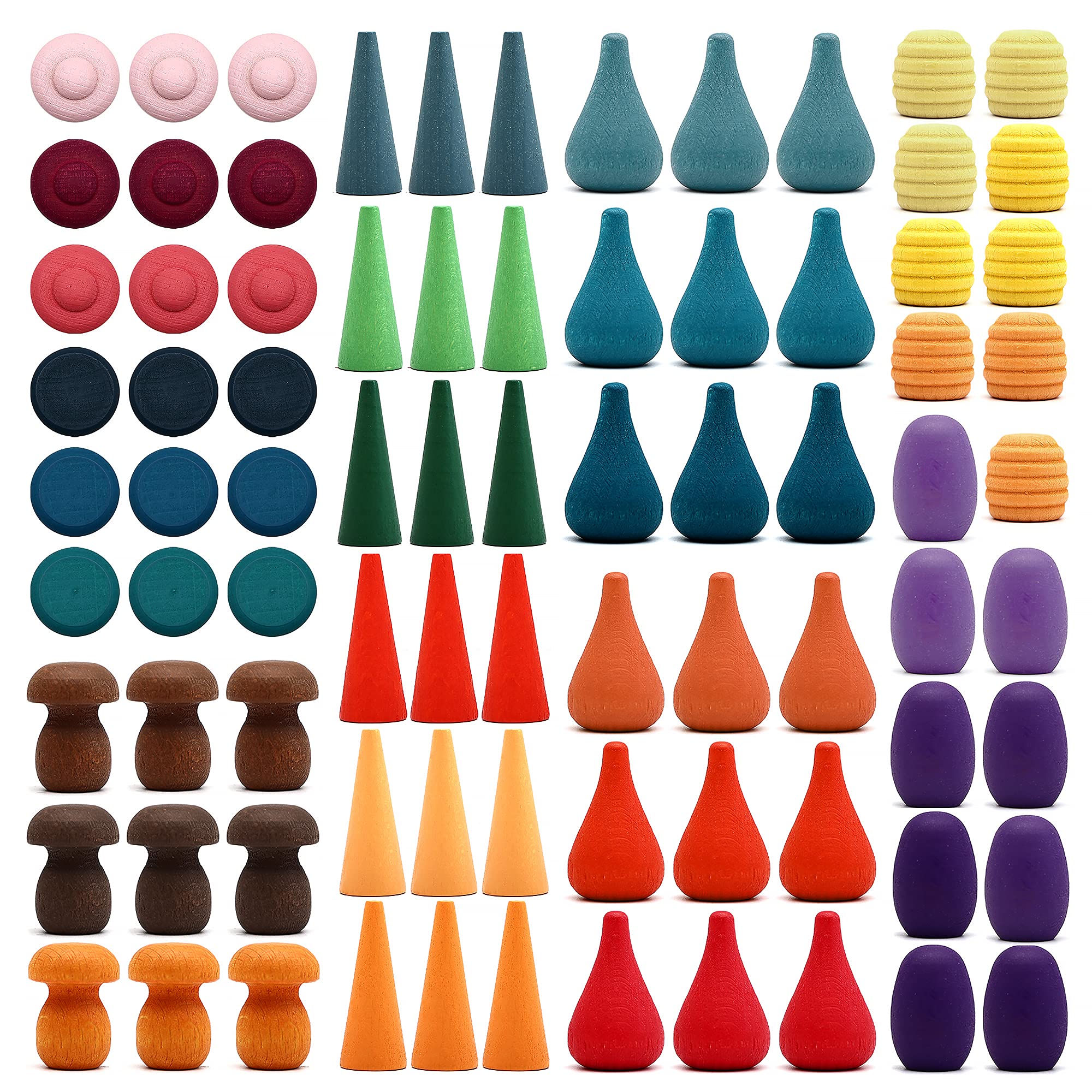 Candywood rainbow loose parts with seven shapes for creative play and fine motor skills
