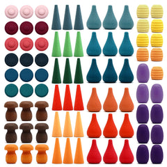 Candywood rainbow loose parts with seven shapes for creative play and fine motor skills