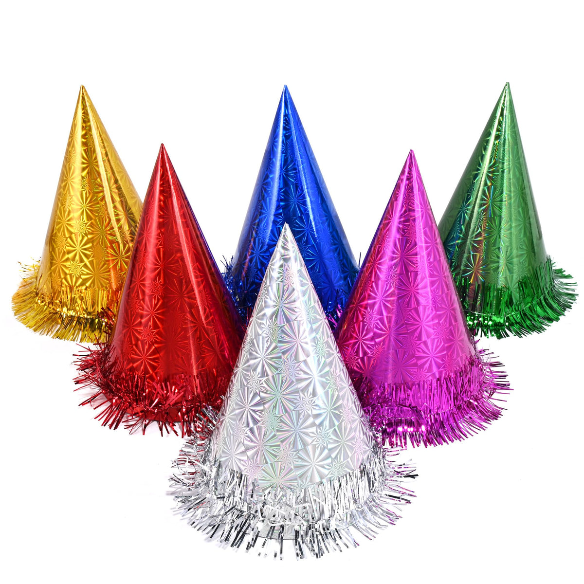 CANREVEL holographic hats 12-pack for adults add festive flair to celebrations.