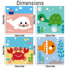 Sea life paint by numbers kit for kids ages 4-6 by Canrichshop, includes frame.