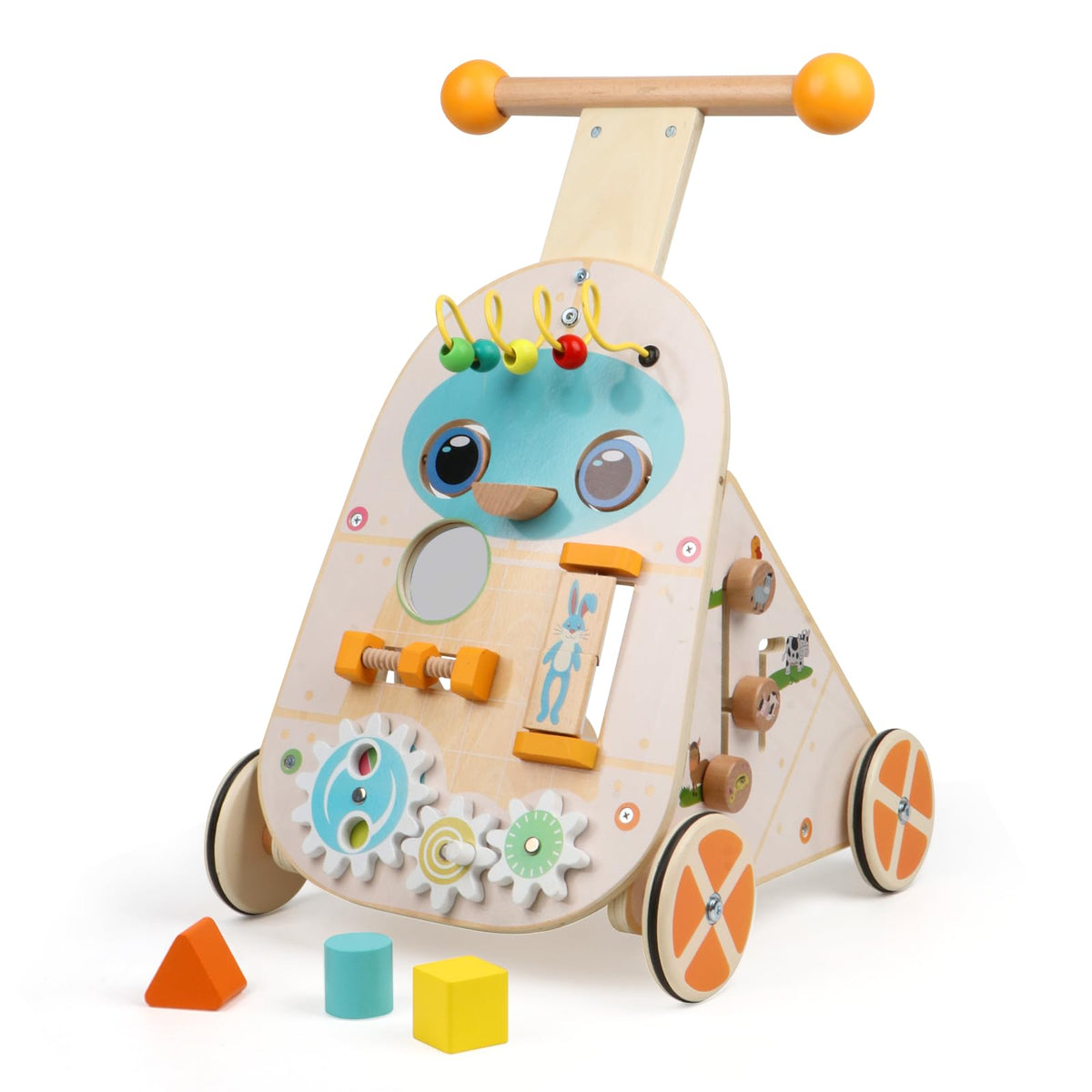 Canuan wooden baby walker front view supports early balance and mobility