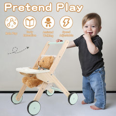 Canuan wooden walker shows toy storage for dolls and treasures