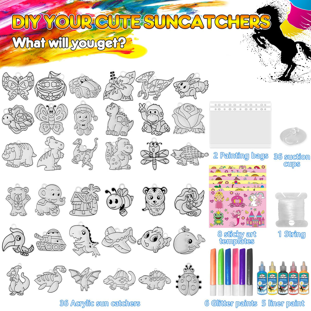 CAPKIT 36 sun catchers in patterns for colorful window art.
