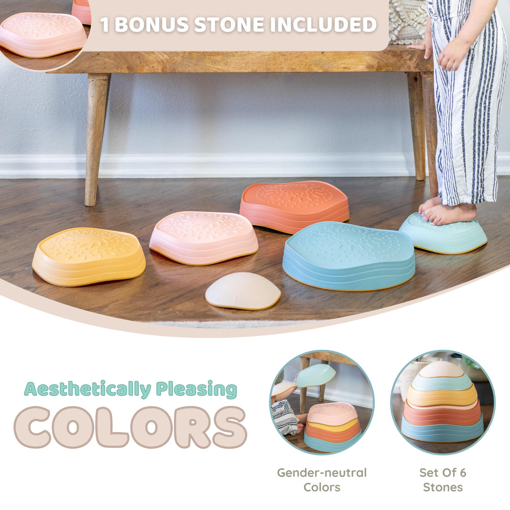 Capri & Camden Co. Balance Stones non-slip bottom provide stable play on carpets.