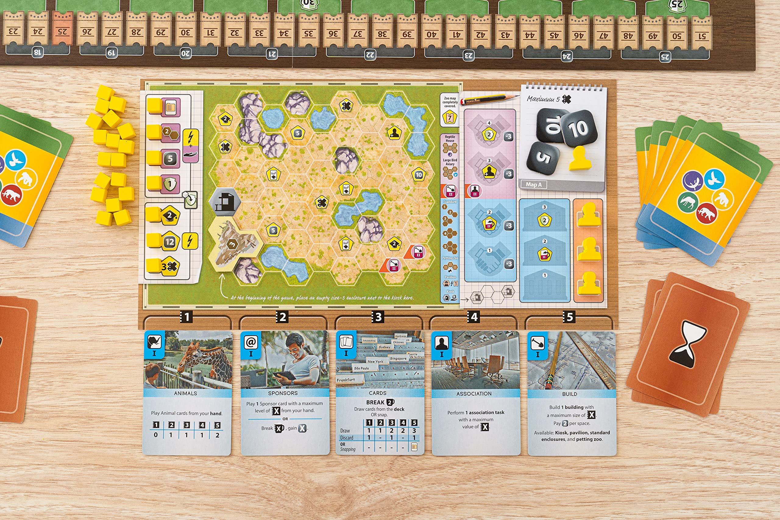 Capstone Games Ark Nova sponsors-cards illustrate funding options and revenue management during play