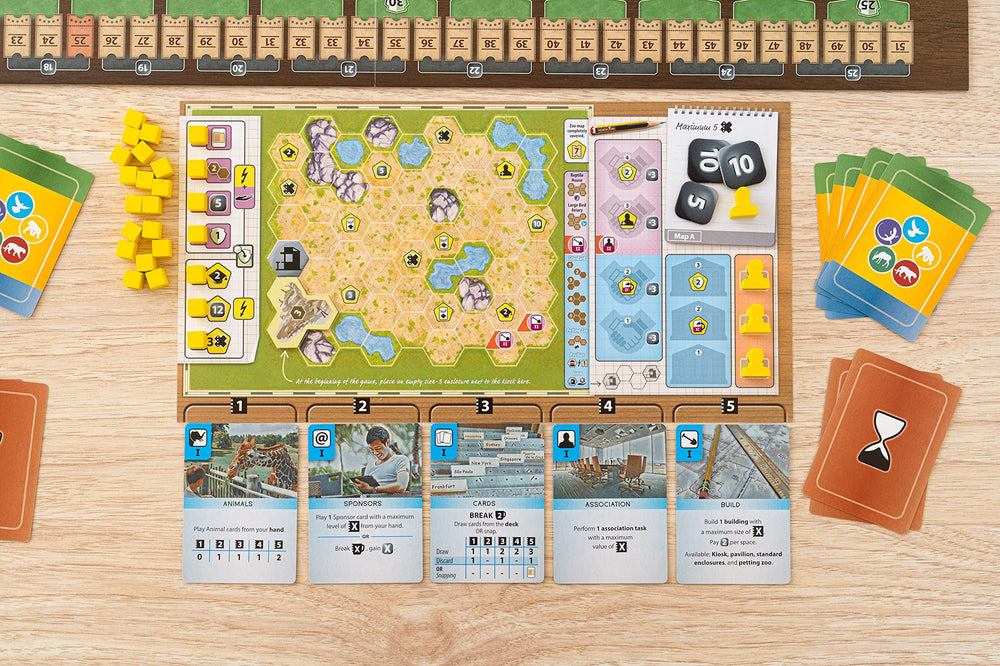Capstone Games Ark Nova sponsors-cards illustrate funding options and revenue management during play