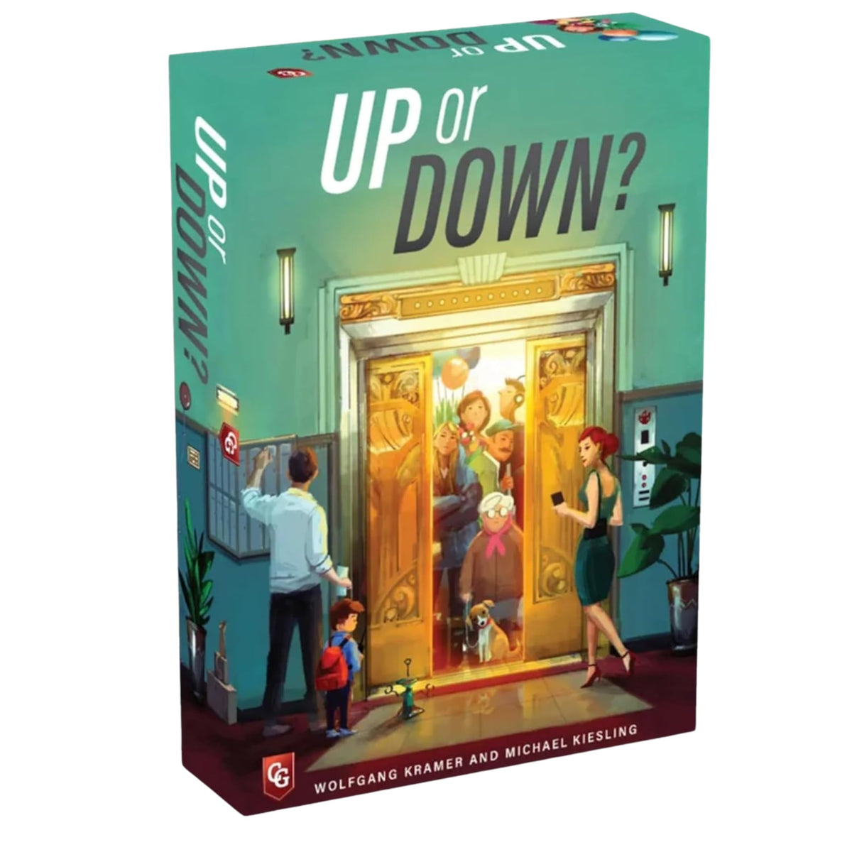 Capstone Games Up or Down game box on table, ideal for family game night.