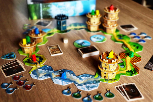 Capstone Wandering Towers tower pieces displayed for dynamic setup and play.