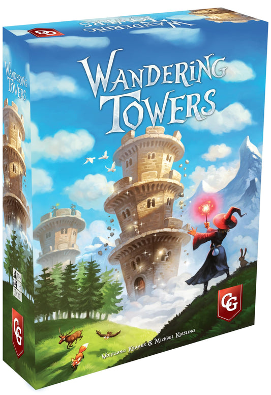 Capstone Games Wandering Towers: wizards converge on Ravenskeep for strategic play.