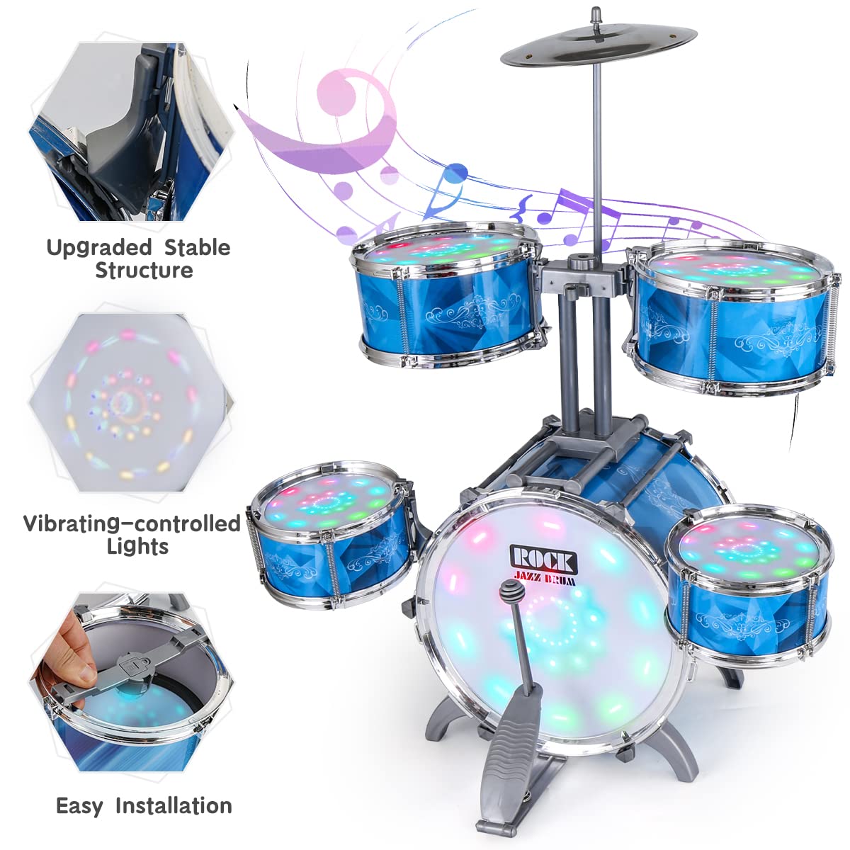 CAPTAIN CHAOWING alloy-frame drum kit emphasizes durability for energetic play sessions.