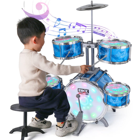 CAPTAIN CHAOWING kids drum set with 22.8 inch lights sparks joyful early music exploration.