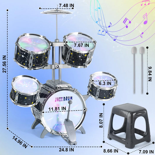 Captain Chaowing kids drum set medium drums provide balanced sound for budding percussionists