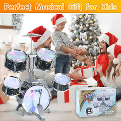 Captain Chaowing drum set includes stable stool and foam-handled sticks for comfortable practice