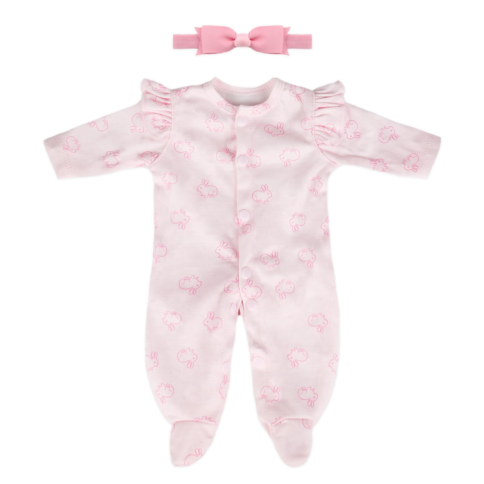 CARANOVO pink bunny jumpsuit for 16-18 inch reborn dolls enhances dress-up play