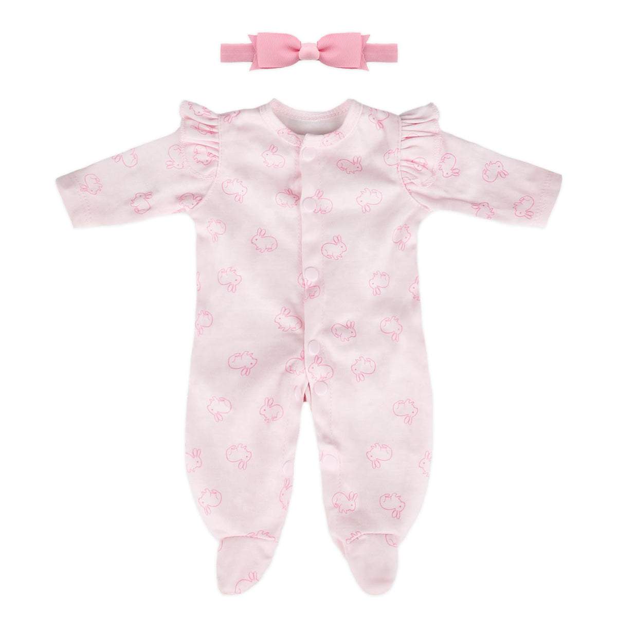 CARANOVO pink bunny jumpsuit for 16-18 inch reborn dolls enhances dress-up play
