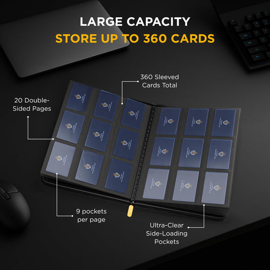 Card Guardian 9-pocket binder side-loading pockets enable quick card access