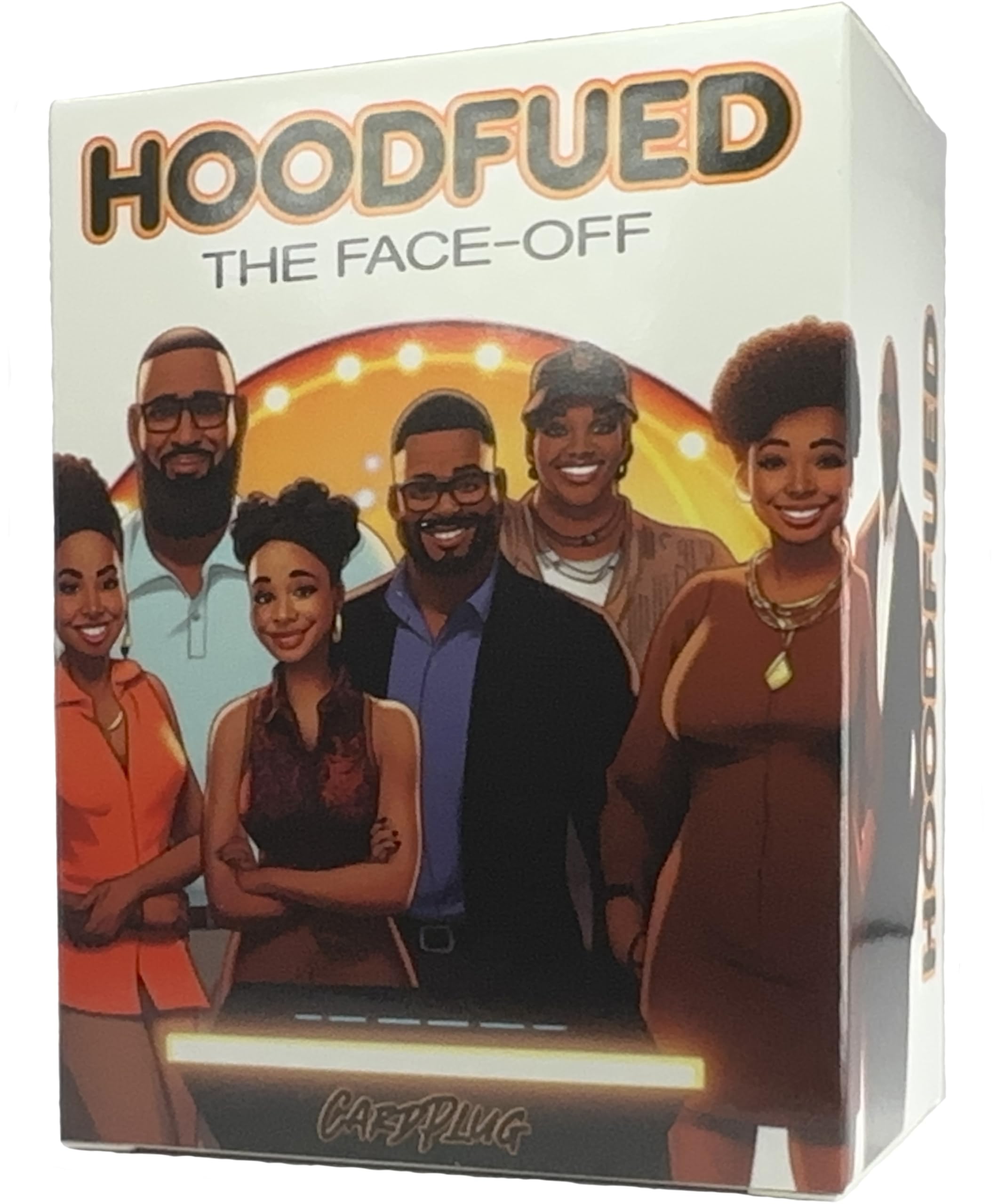 HoodFued game box by Card Plug ready for family game night