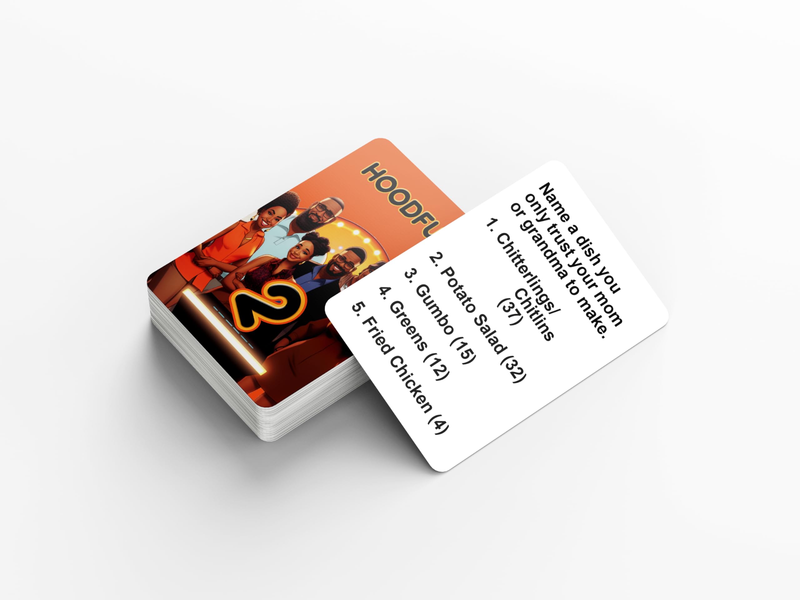 Card Plug HoodFued2 music and slang questions spark discussion and laughter at parties.