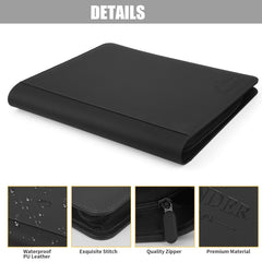 CARDBINDER Toploader Binder side view highlights compact professional design in black.