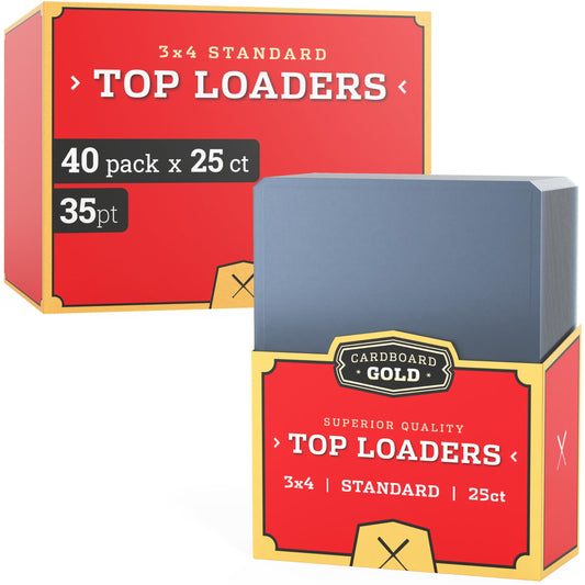 Cardboard Gold 35pt toploader front view protects baseball cards with crystal clarity.