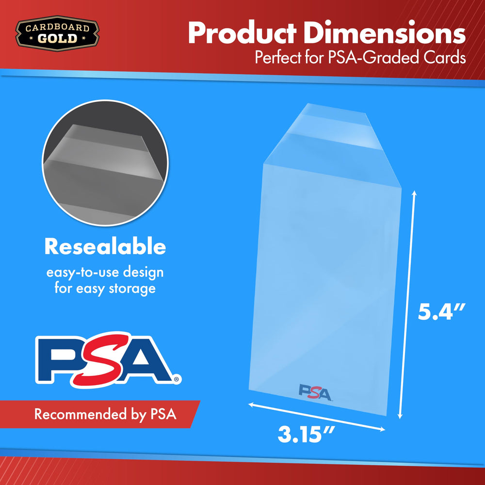 Cardboard Gold sleeves offer precise fit around PSA slabs for a clean display.