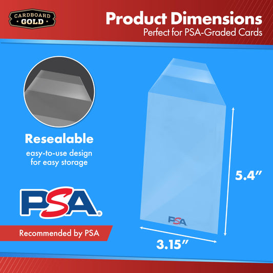 Cardboard Gold sleeves offer precise fit around PSA slabs for a clean display.