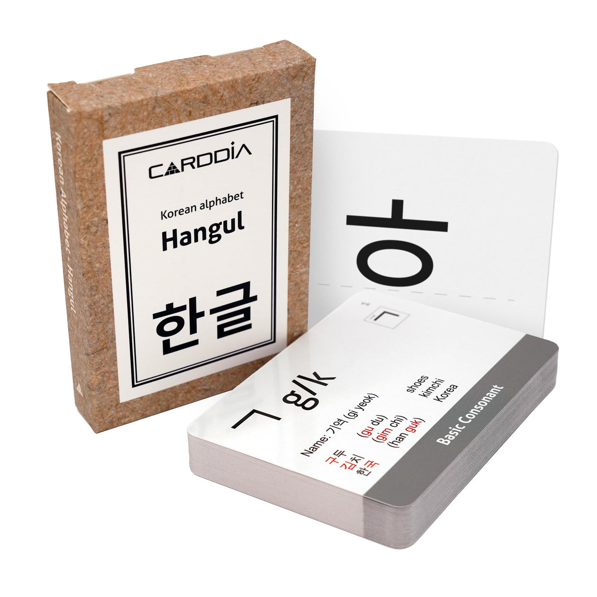 CARDDIA Hangul flashcards front view showing the consonant for quick recognition