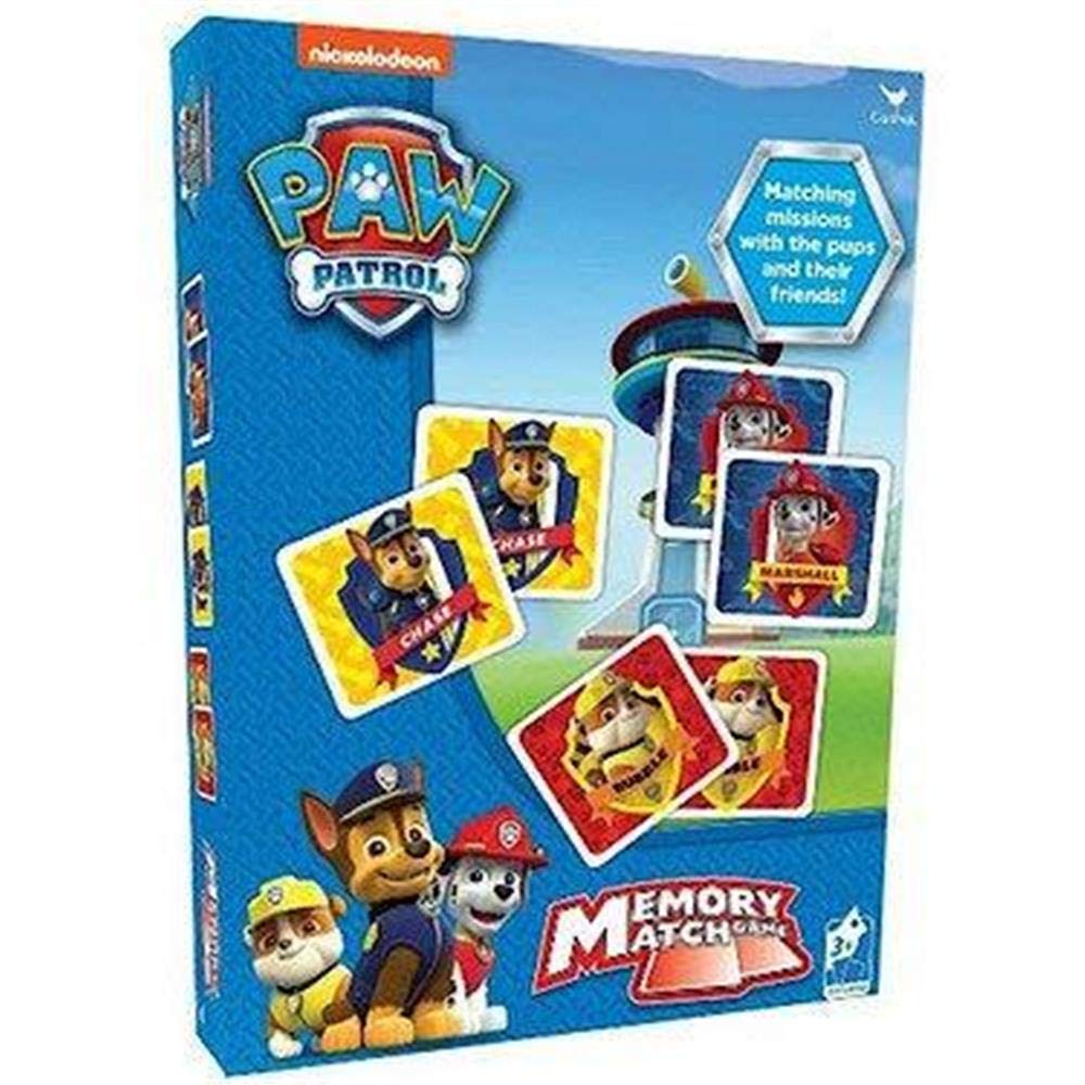 Cardinal Paw Patrol Memory Match game with Chase cards, ideal for memory practice