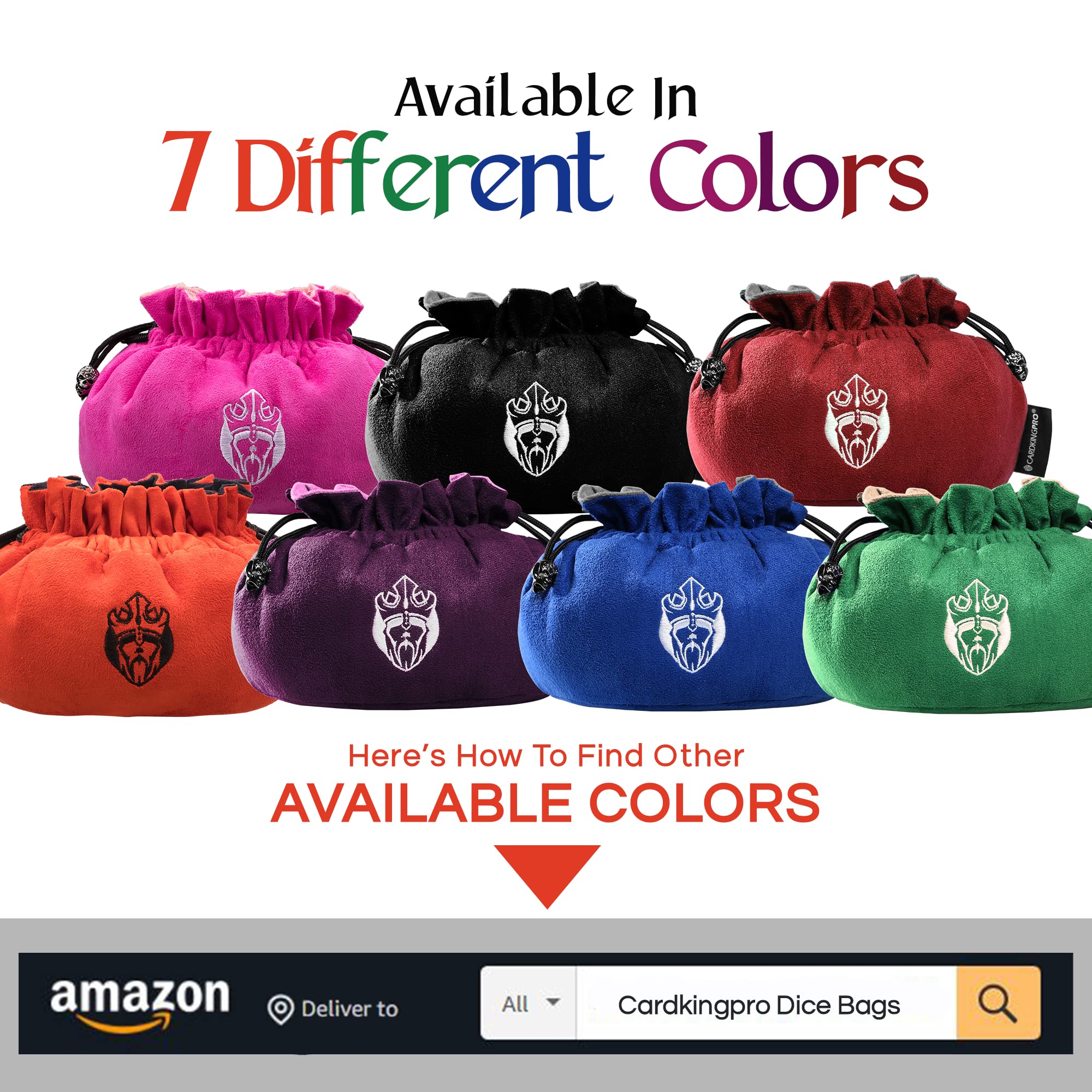 CardKingPro Immense Dice Bag shows seven compartments for tidy dice storage.