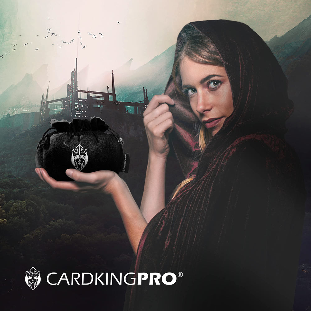 CardKingPro Immense Dice Bag with skull toggles secures dice during transit.