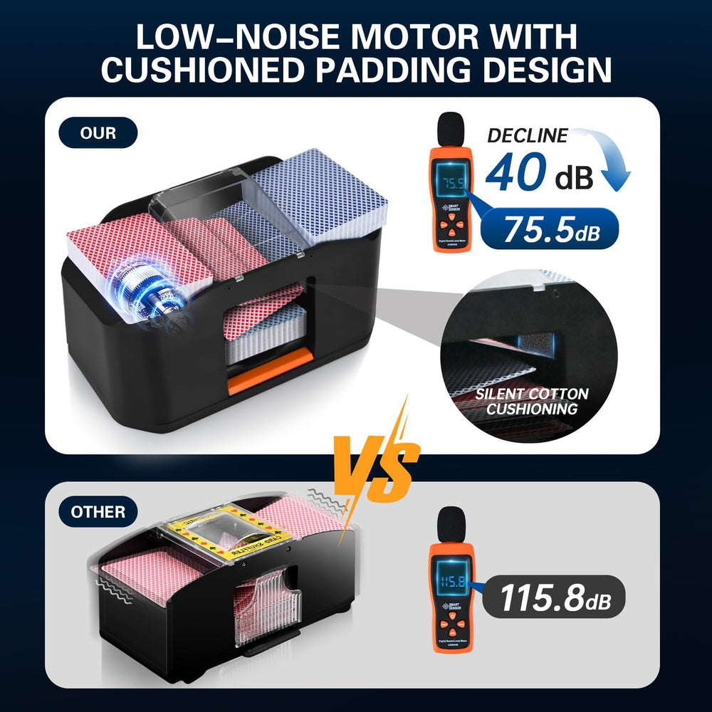 CARDSPIN low-noise motor in action delivering smooth, quiet shuffles.