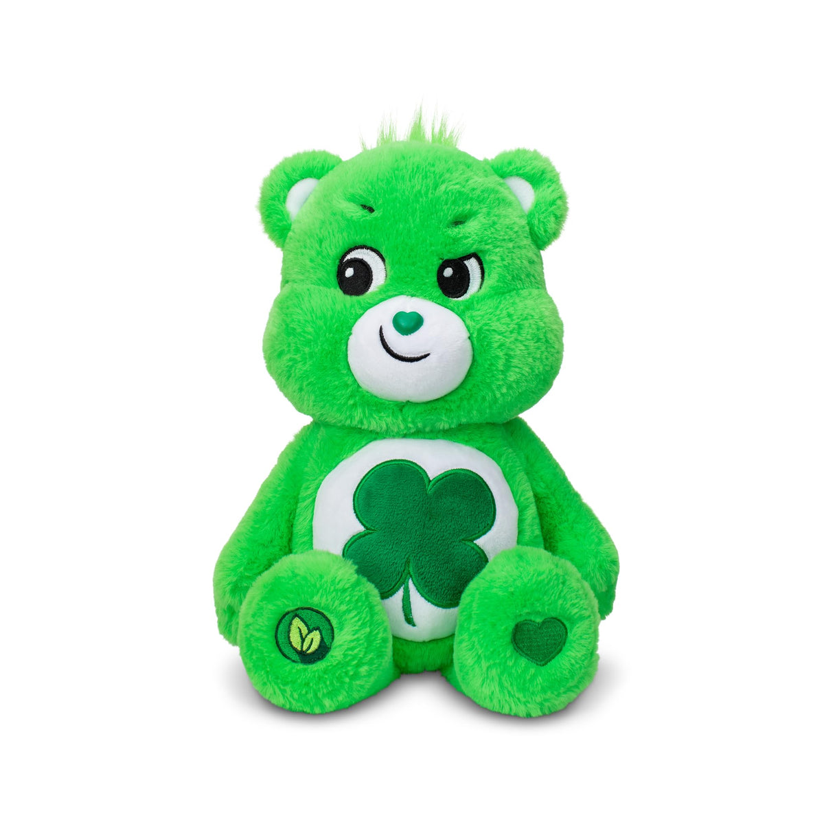Care Bears Good Luck Bear 14-inch plush with soft fur for cozy hugs.