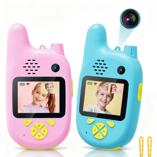 Careenoah video walkie talkies front camera enables outdoor play and quick check-ins.