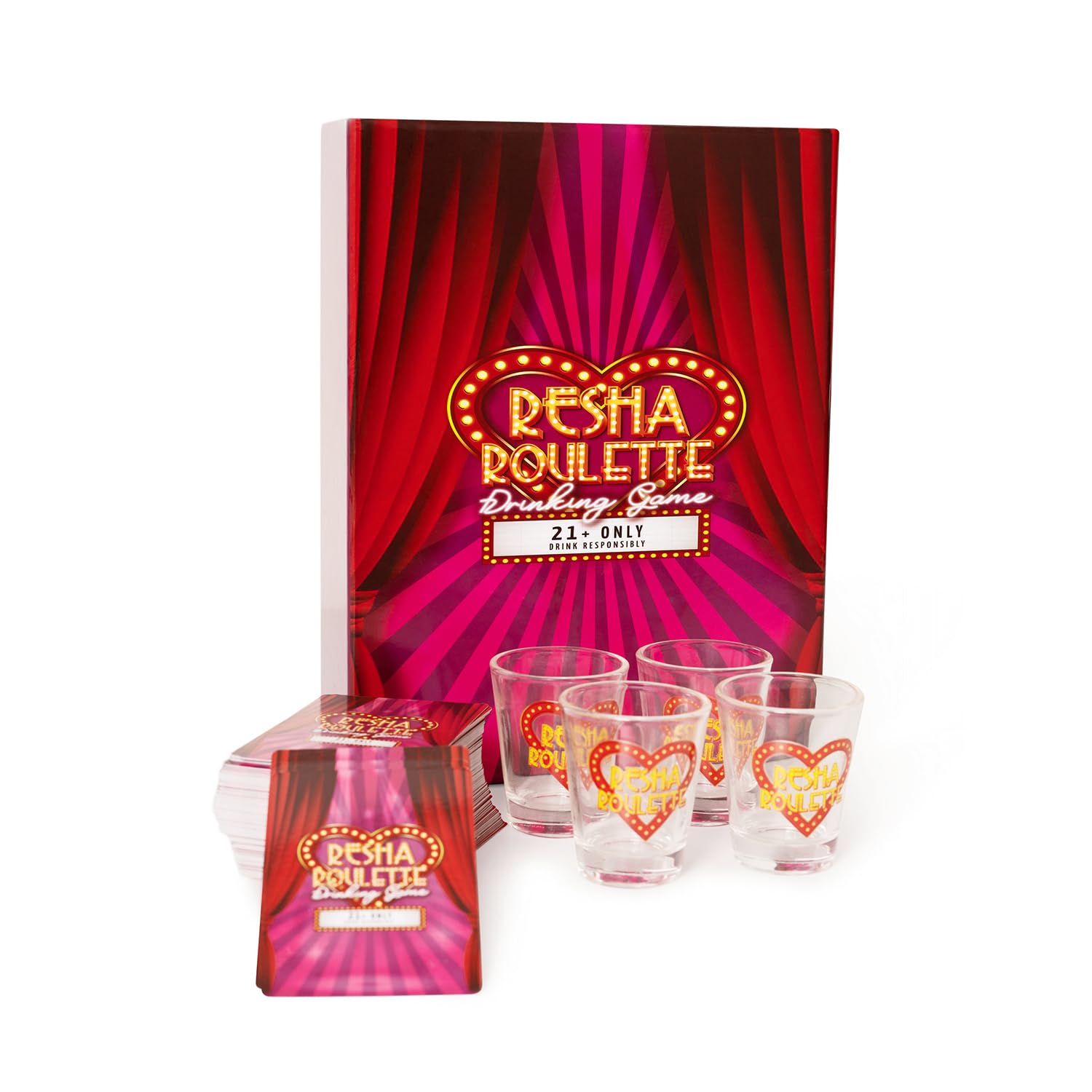 Caresha Please Resha Roulette card deck on table for a high-energy party night