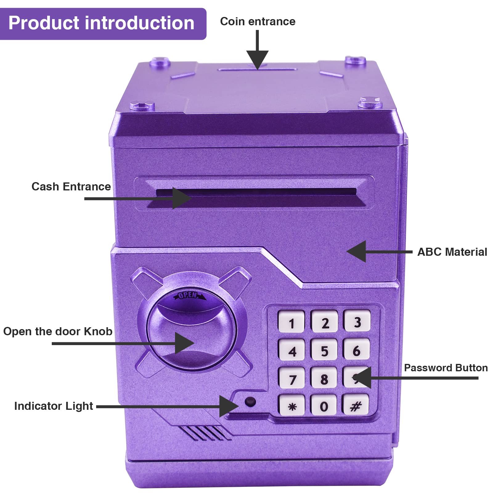 Cargooy Mini ATM Piggy Bank digital code entry demonstrates password-protected deposits