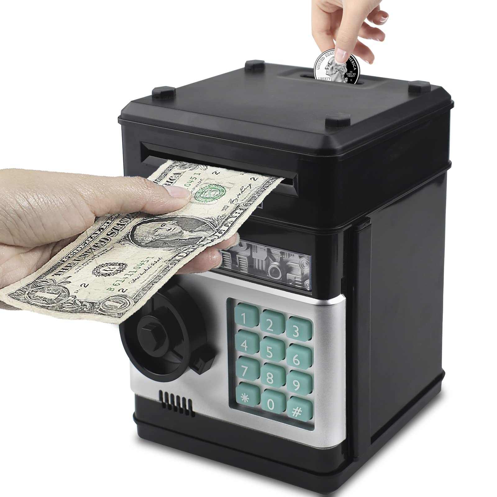 Cargooy Mini ATM Piggy Bank front view shows compact saving design