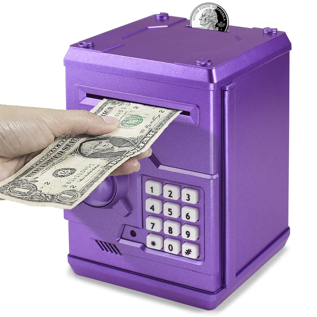 Cargooy Mini ATM Piggy Bank front view showing compact design for kids' savings