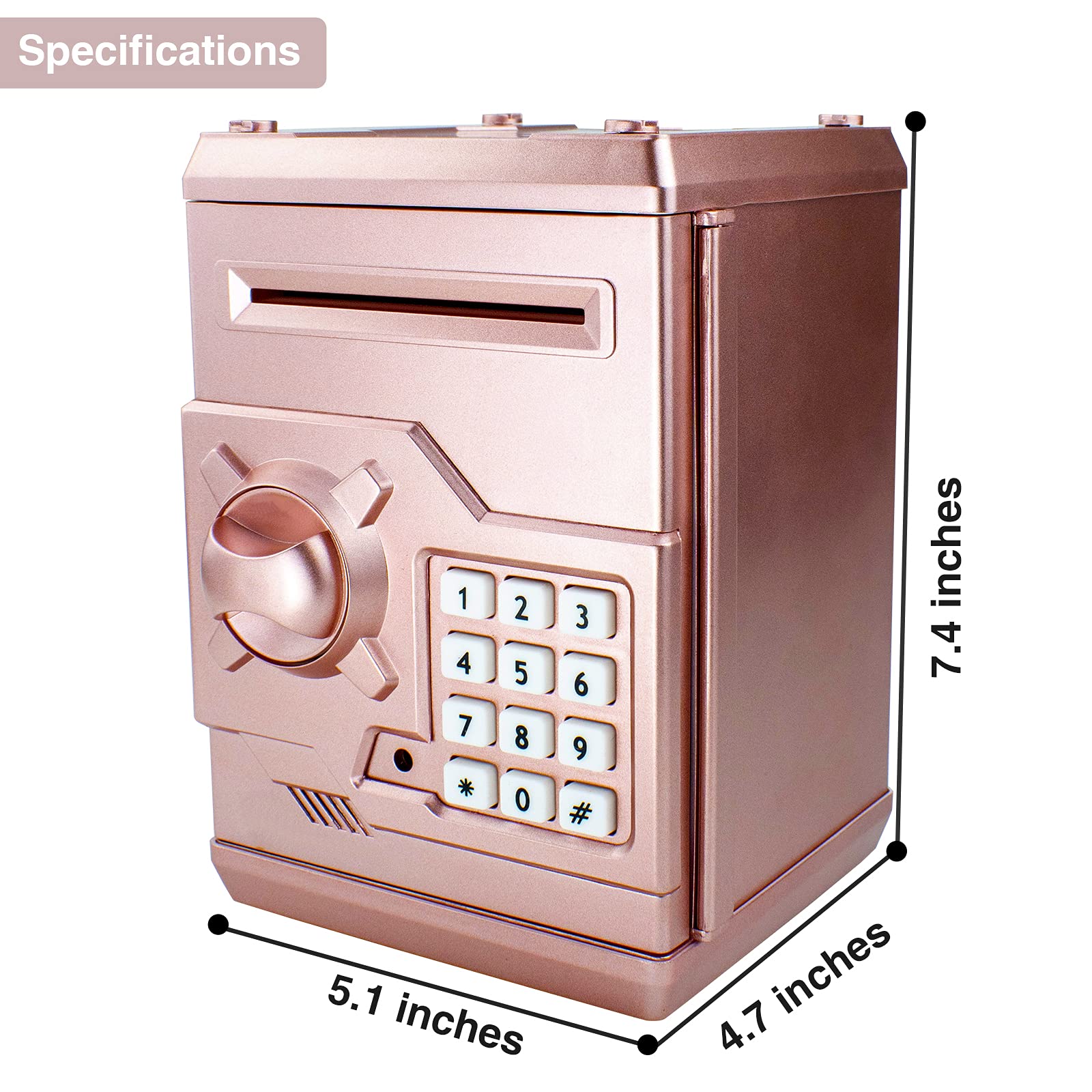 Cargooy Mini ATM Piggy Bank rose gold control panel for simple setup