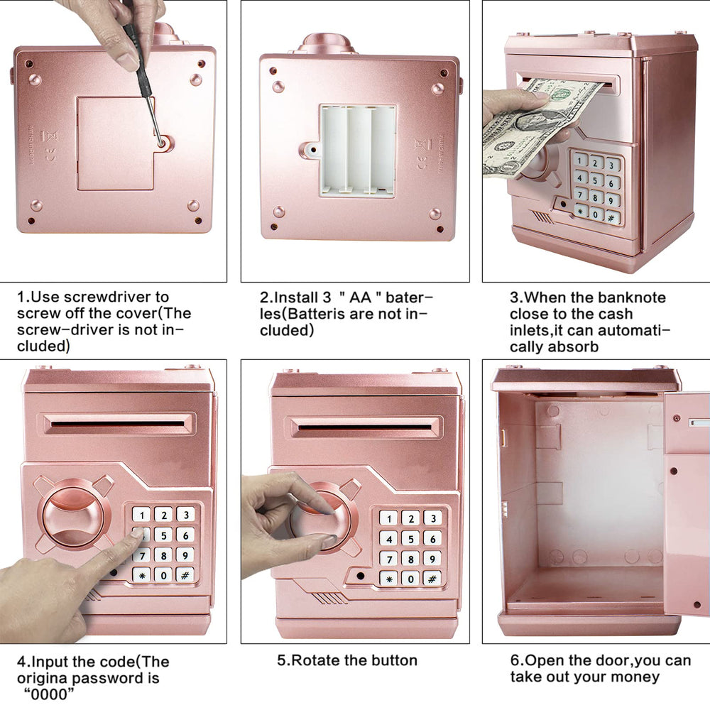 Cargooy Mini ATM Piggy Bank rose gold gift-ready packaging for birthdays
