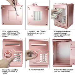 Cargooy Mini ATM Piggy Bank rose gold gift-ready packaging for birthdays