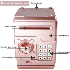 Cargooy Mini ATM Piggy Bank rose gold password lock shows secure access