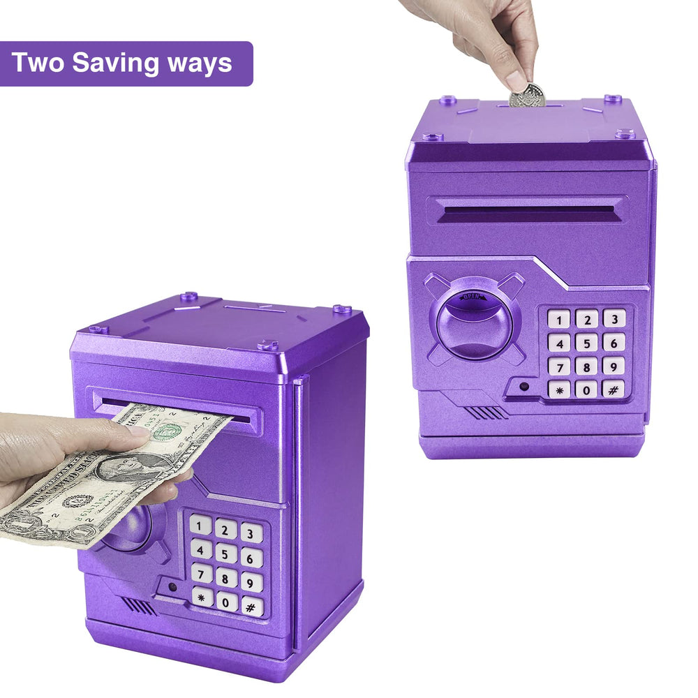 Cargooy Mini ATM Piggy Bank side profile highlights portable size for travel-friendly saving