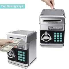 Cargooy Mini ATM piggy bank side view shows compact design for small spaces