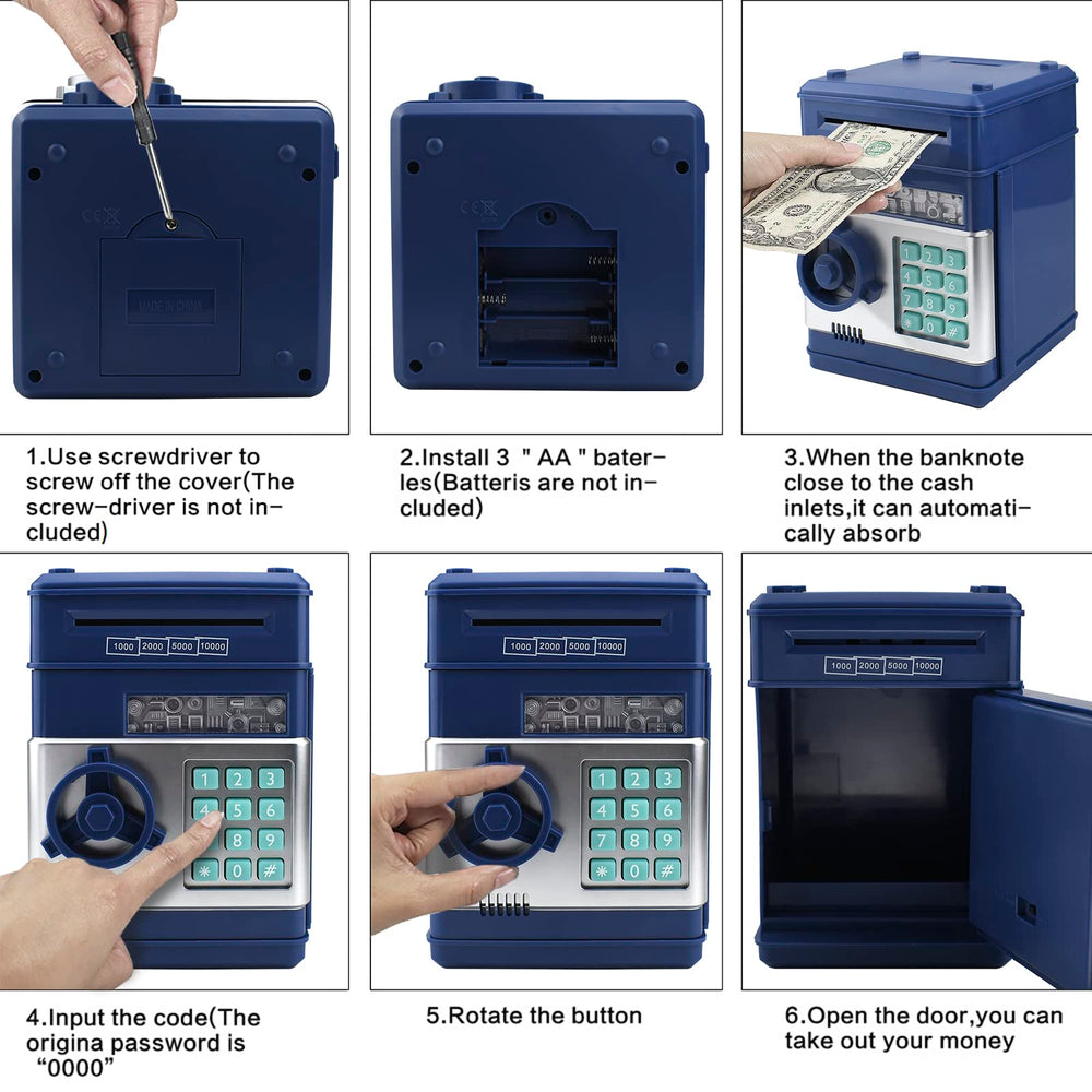 Cargooy piggy bank in use counting coins during daily allowance