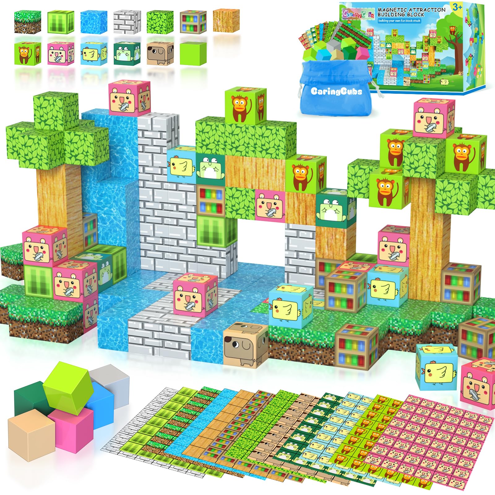 CaringCubs magnetic blocks with colorful tiles for hands-on STEM play