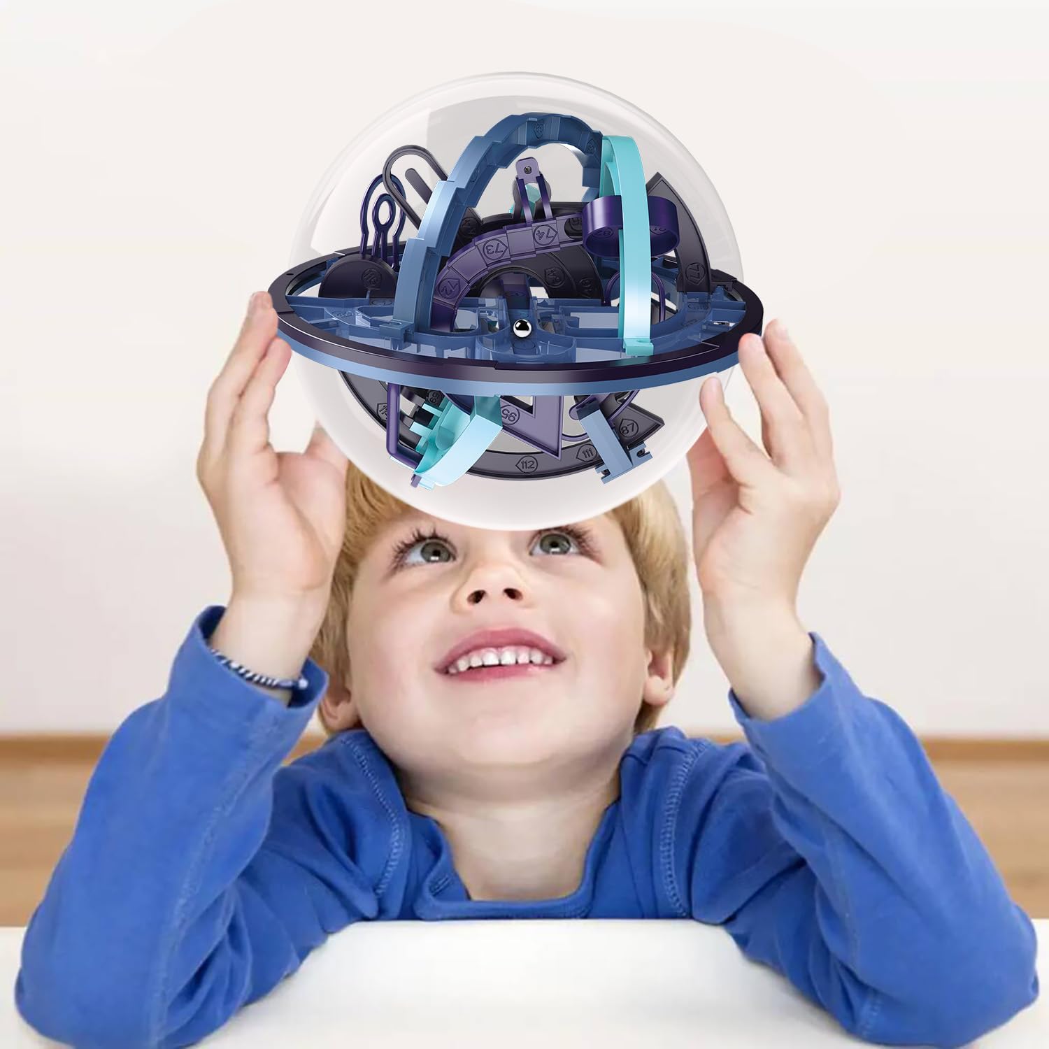 Carlerait Maze Ball display stand showcases a decorative brain teaser.