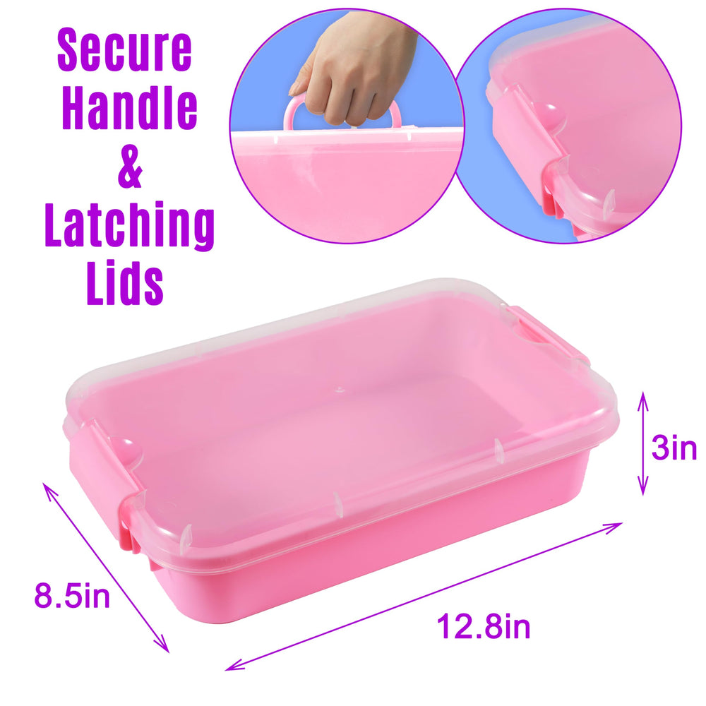 Carolart 3 Pack sensory bin lid buckles ensure secure lid for travel storage.