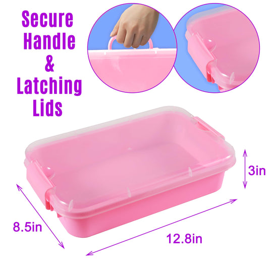 Carolart 3 Pack sensory bin lid buckles ensure secure lid for travel storage.