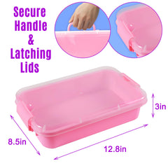 Carolart 3 Pack sensory bin lid buckles ensure secure lid for travel storage.