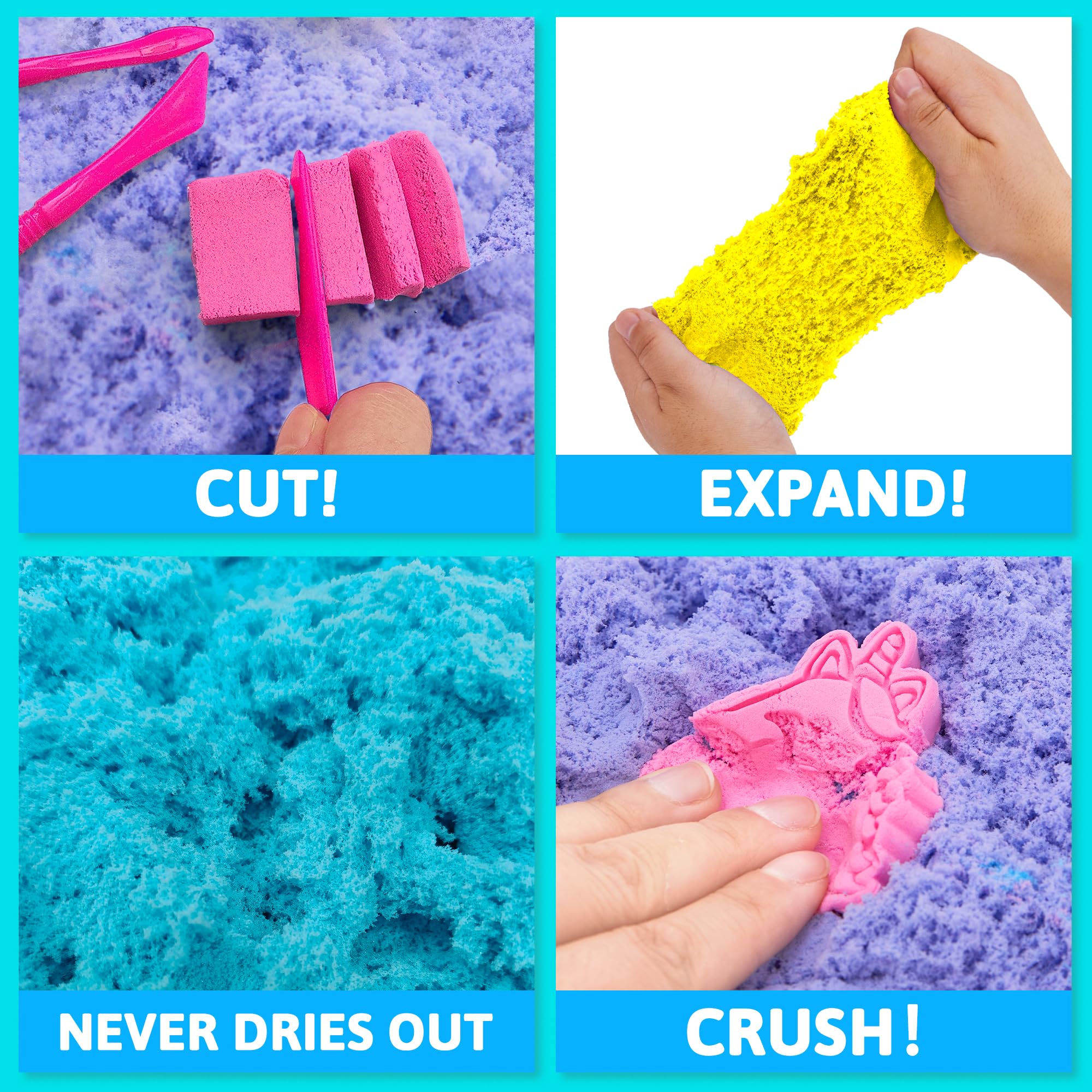 Carolart child playing with stretchy sand supports imaginative play and fine motor skills.